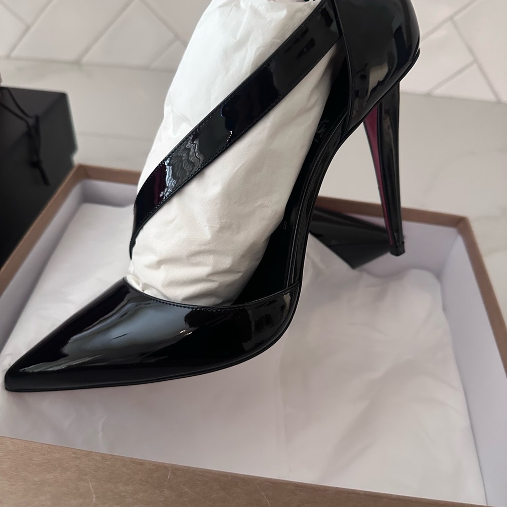 Christian Louboutin Astrid 100 Black Patent Leather Heels